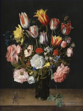 Klassik Blumen Werke - Bosschaert Ambrosius A NOCH LEBEN DER TULPEN ROSES BLUEBELLS DAFFODILS